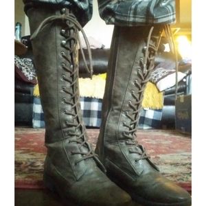 Lace up! °Knee High Combat Boots ×